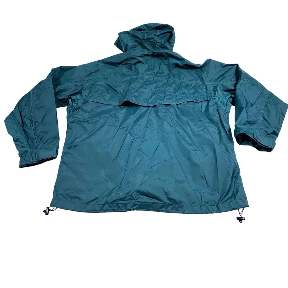 Vintage 90s Columbia Jacket Mens LARGE Green Hooded Waterproof Rain Coat